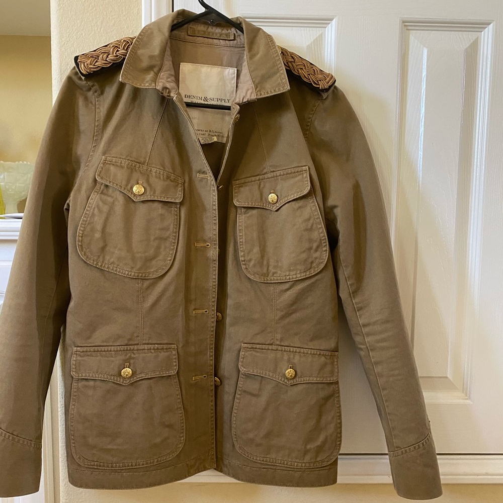 Ralph Lauren kaki green military blazer jacket gold buttons